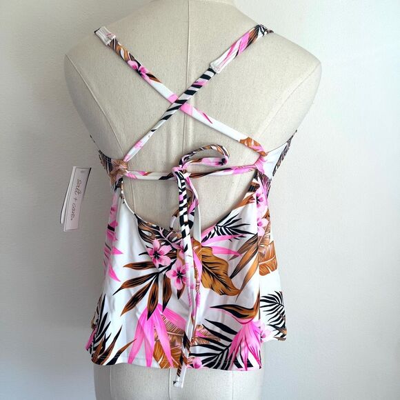 Salt + Cove Tropic Time V-Wire Tankini Top Tropical Print XL - Picture 7 of 14